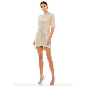 MAC DUGGAL Dress Size 2 Evening Gown Sequin Mini Dress NEW Gold Shift